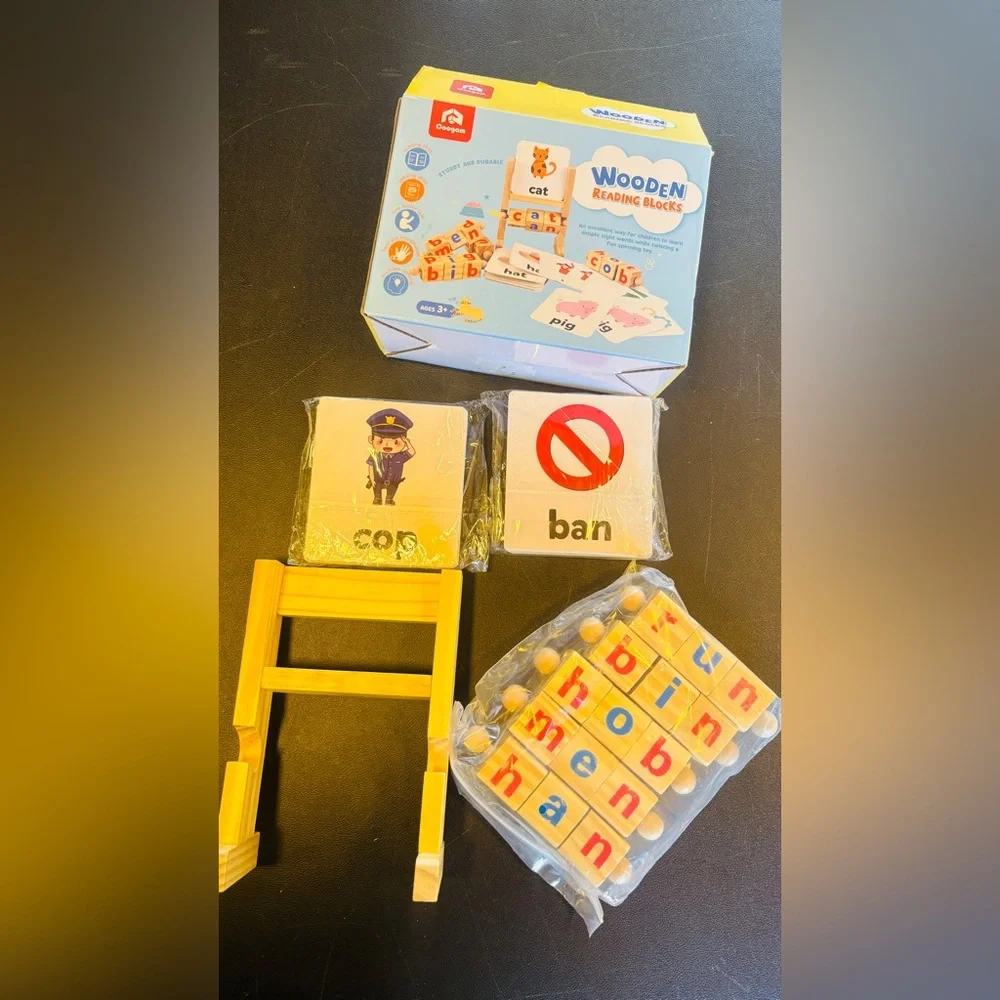 New Wooden Reading Blocks Set for Kids
